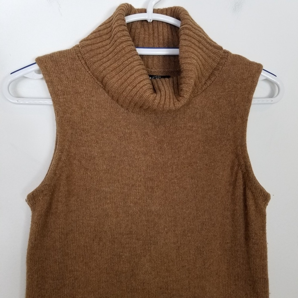 J.Crew Turtleneck Sweater-tank Sz XS Brown Women Cotton Wool Classic - Picture 3 of 9